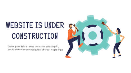 The site is under repair, web page template, flat banner for sites, vector illustrationのイラスト素材