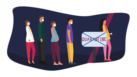 People take off their masks at the end of the coronavirus quarantine, defeat the epidemic, social banner on the theme of health, vector illustrationのイラスト素材