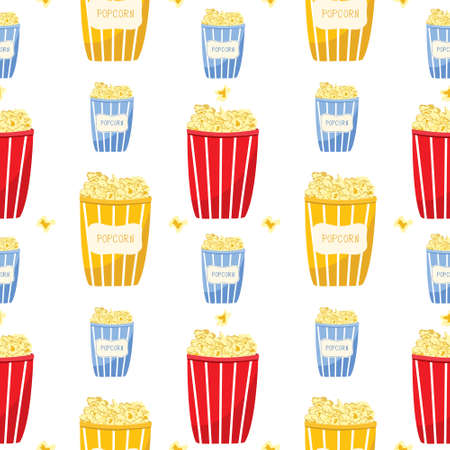 Popcorn seamless pattern, vector illustration in flat style for printingのイラスト素材