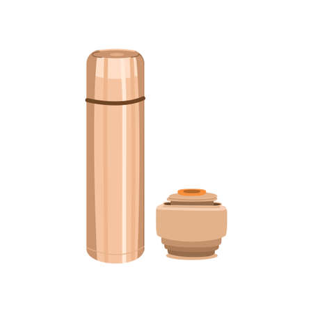 Metal vacuum flask on a white background. Vector illustration in flat styleのイラスト素材