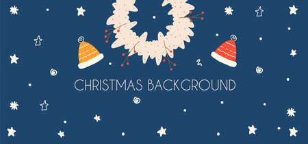 Christmas banner, background. Vector illustration in flat styleのイラスト素材