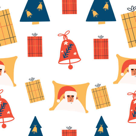 Seamless Christmas pattern. Vector illustration in flat styleのイラスト素材