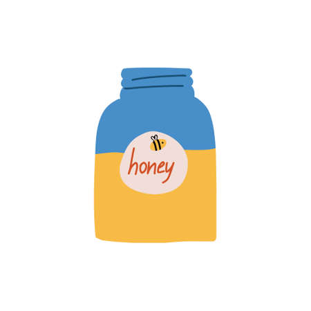 Glass jar with honey. Design element. Vector hand drawn illustrationのイラスト素材