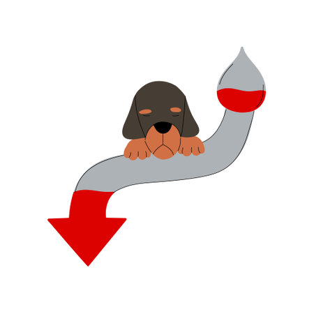 The concept of diabetes in dogs. Anemia in animals. Vector illustration in flat styleのイラスト素材