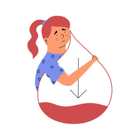 The child suffers from hypoglycemia. A teenager with symptoms of low blood sugar. Vector illustration in flat styleのイラスト素材