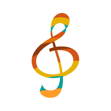Treble clef in the style of the 70s. vector illustrationのイラスト素材