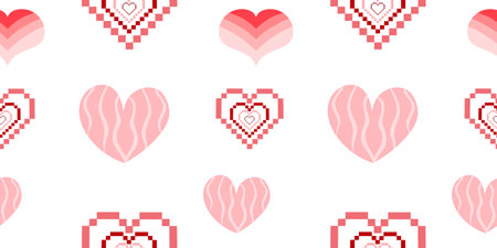 Seamless pattern in Y2k aesthetic, 2000s. Retro background with hearts. vector illustration