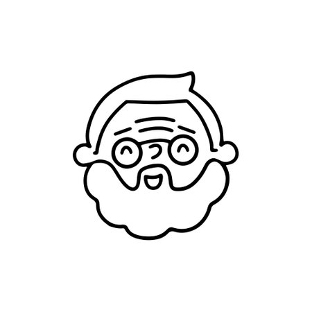 Portrait of an elderly laughing man. Vector illustration in doodle styleのイラスト素材