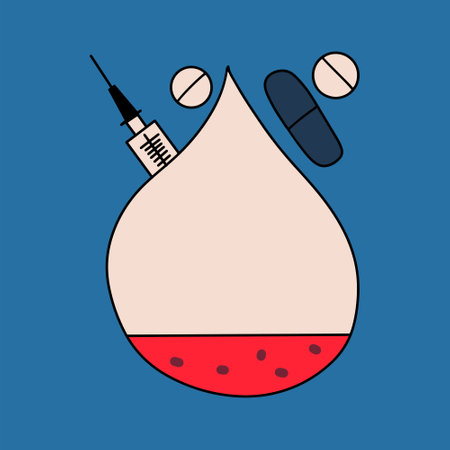 The concept of low blood sugar, prediabetes, anemia. Vector illustration in flat styleのイラスト素材