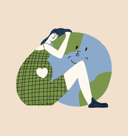 The concept of protecting the environment, planet, ecology. Vector illustration in hand drawn styleのイラスト素材