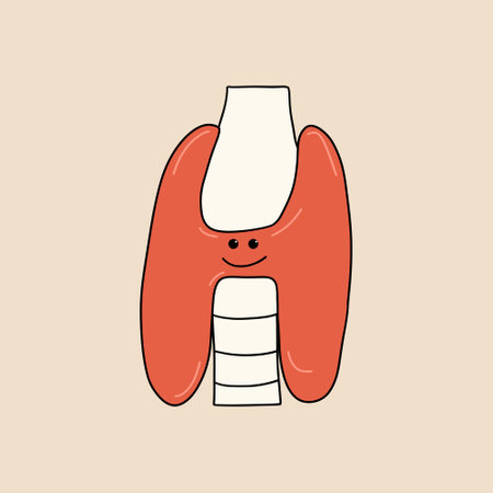 Healthy thyroid. Human organ in cartoon style. Vector illustration in flat style