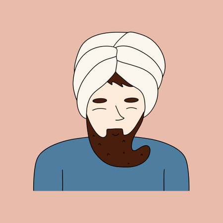Portrait of an Arab man with keffiyeh. Vector illustrationのイラスト素材