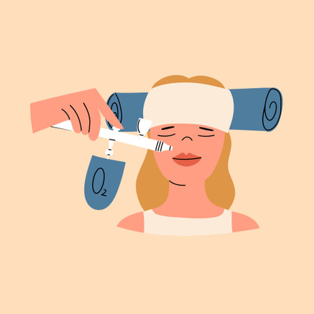 Oxygen Therapy. Vector illustration in hand draw styleのイラスト素材