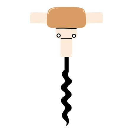 Wine corkscrew. Vector illustration in hand drawing styleのイラスト素材