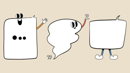 Various retro cartoon funny speech bubbles set. Message, cloud with text collection. Illustration in hand draw style.のイラスト素材