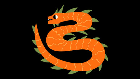 Funny dragon vector illustration in hand draw style.のイラスト素材
