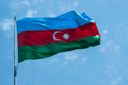 The national flag of the Republic of Azerbaijanの写真素材