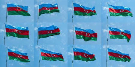 The national flag of the Republic of Azerbaijanの写真素材