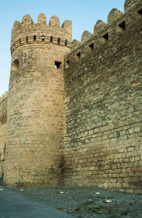 fortress wall around the old city of Baku, Azerbaijanのeditorial素材