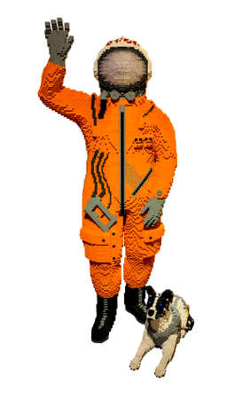 figure astronaut and dogs from Lego piecesの写真素材