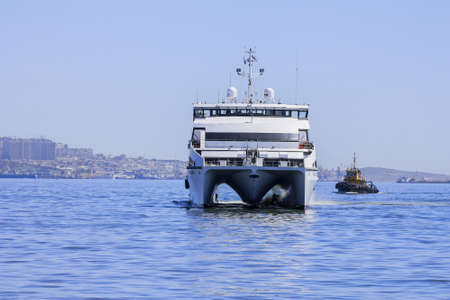Exit from the port of Baku in the Caspian sea vessel "reshid Behbudov", the Republic of Azerbaijan, March 29, 2017のeditorial素材
