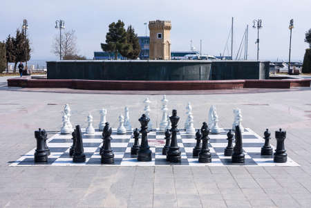 March 10, 2017, Azneft square, Baku, Azerbaijan. A large chessboard in the seaside Park,のeditorial素材
