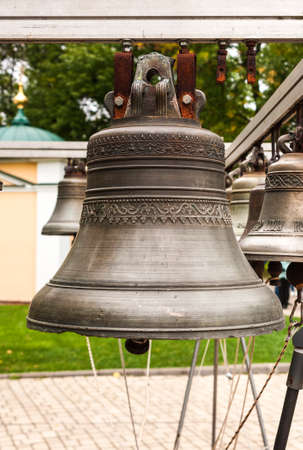Old Church bell. Yaroslavl. Russian Federation. Bell established on the monastery grounds for review by tourists.の写真素材
