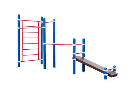 Gymnastic equipment for training children in gymnastics is installed on the courtyard Playground.の写真素材