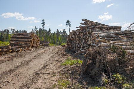 Sanitary felling of trees infected with eight teeth-typographus (IPS typographus). Moscow oblast....