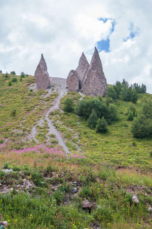 High, beautiful mountains in the Elbrus region. Beautiful mountain landscape in Kabardino-Balkaria, Russiaの写真素材