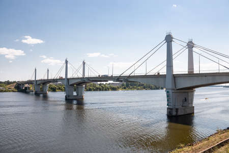 Automobile bridge over the Volga River, which connects the cities of Savelovo and Kimry, Tver region, Russiaの写真素材