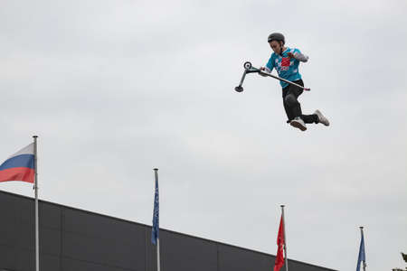 Prospect Mira, Moscow, Russia - September 12, 2021. Celebration of the city Day. Competitions of...
