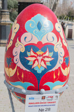 Azerbaijan, Baku, Primorsky Boulevard March 25, 2018. Painted eggs. Celebration of Novruz Bayram in the East. The celebration of Easter among Christians. Ramadan.のeditorial素材