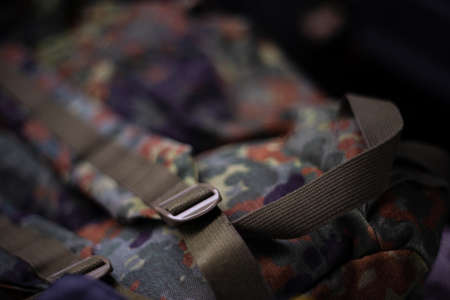 Close up of Military camouflage backpack.の写真素材
