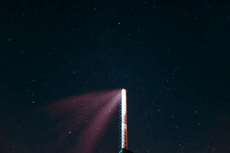 Long exposure night sky stars photo. Boiler tube on foreground. A lot of stars with constellations....