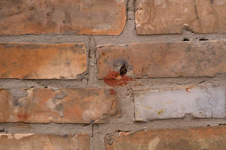 Old orange brick wall pattern. Brick background. Good wallpaper. Stock photo of old wall.