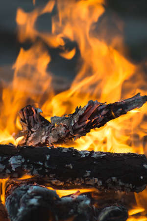 A big red bonfire closeupの写真素材