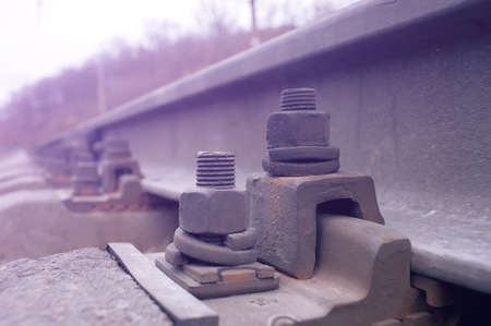 Rail fastener for hold rail with concrete plinth track on viaduct of sky train.の写真素材