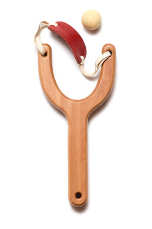 Gorgeous slingshot from oak tree, isolated on white background.の写真素材