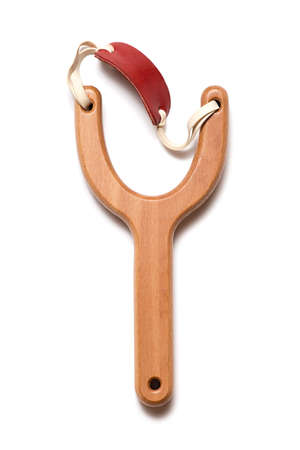 Gorgeous slingshot from oak tree, isolated on white background.の写真素材