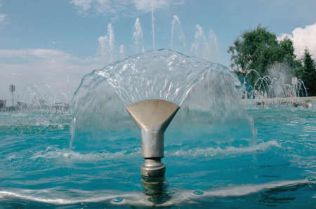 Close up water fountain in the pool.の写真素材