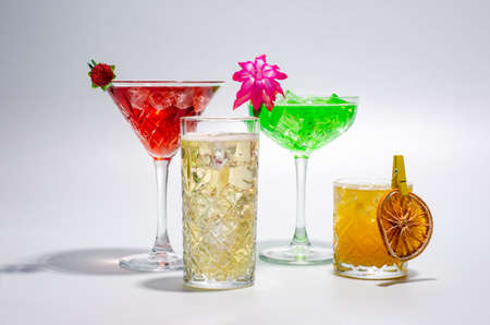 Various cocktails on a light and dark backgroundの写真素材