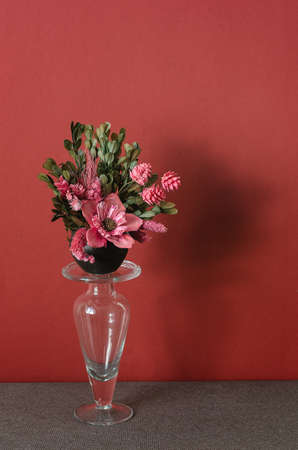 Beautiful bouquet of pink flowers in a vaseの写真素材