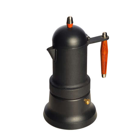 Cast iron coffee maker geyser isolated on white backgroundの写真素材