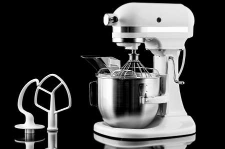White kitchen mixer isolated on a black backgroundの写真素材
