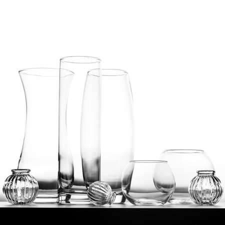 glass vases isolated on white background.の写真素材