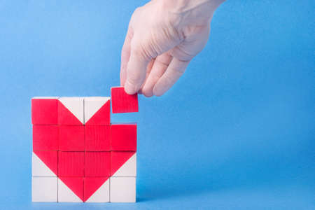heart laid out of cubes. concept of medicine, valentines day, women's day, love, relationships.の写真素材