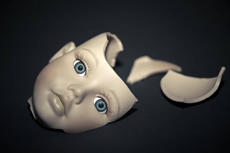 Broken head of the doll, abstractの写真素材