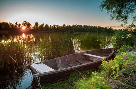 Beautiful sunset on the Desna riverの写真素材