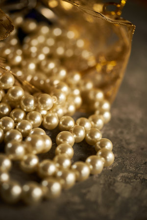 Assorted retro jewelry, vintage bijou, beadsの写真素材